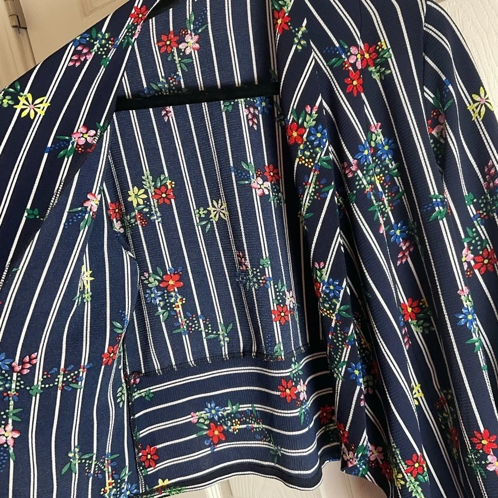 Jon & Anna Floral & Striped Open Front Cardigan size medium